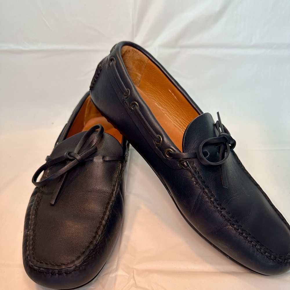 Car Shoe by Prada, CALF LUX DRIVING SHOES Blue, made in  Italy